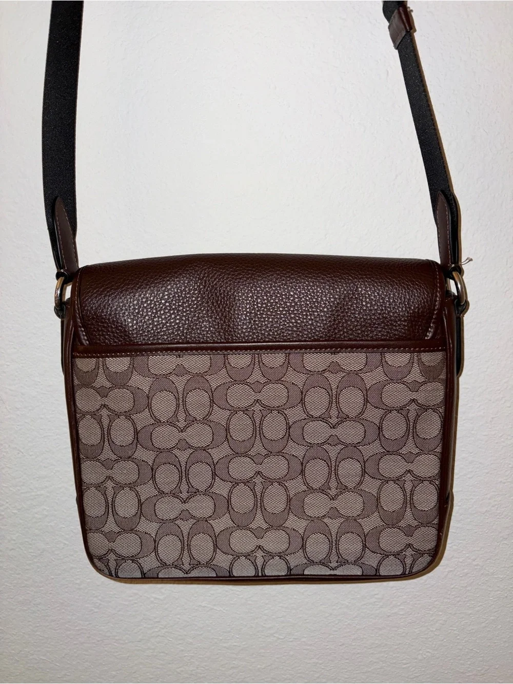 COACH Brown Leather & Signature Canvas Messenger Bag